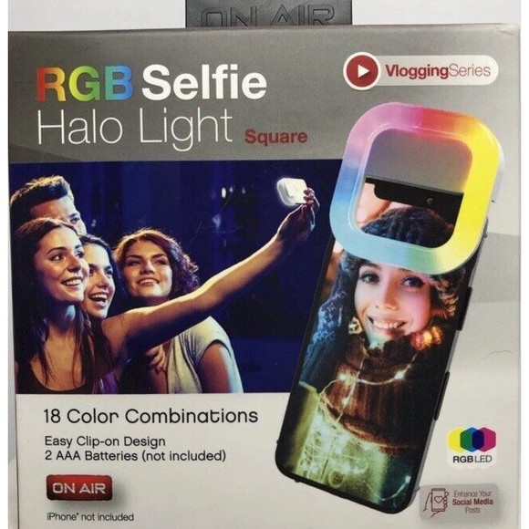 ON AIR Mini Mobile Selfie Light - Compact LED Halo Light with Full RGB 18 Color - Picture 8 of 11